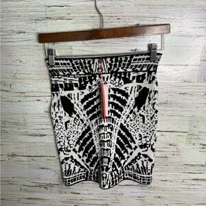 LEFT ON HOUSTON STRETCH MINI SKIRT bandage black white NWT size small